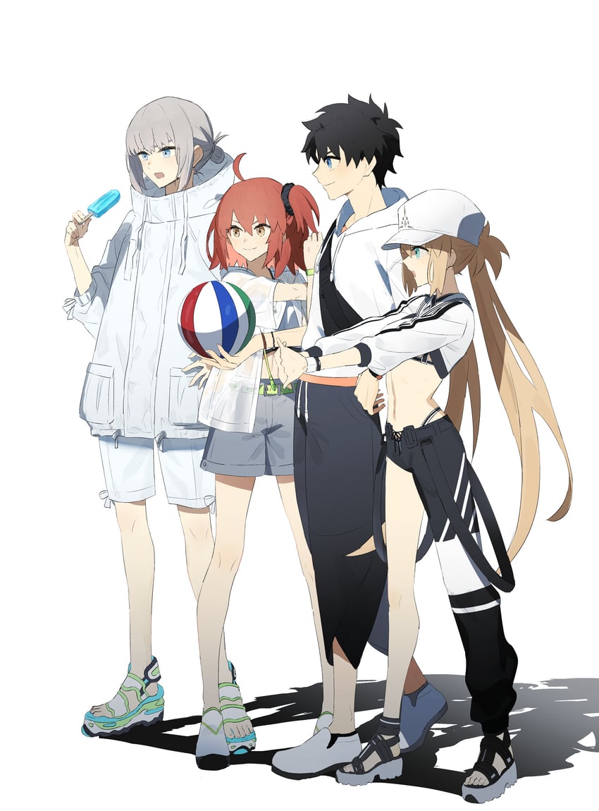 artoria pendragon, fujimaru ritsuka, artoria caster, and oberon (fate and 1 more) drawn by ninjin_(ne_f_g_o)
