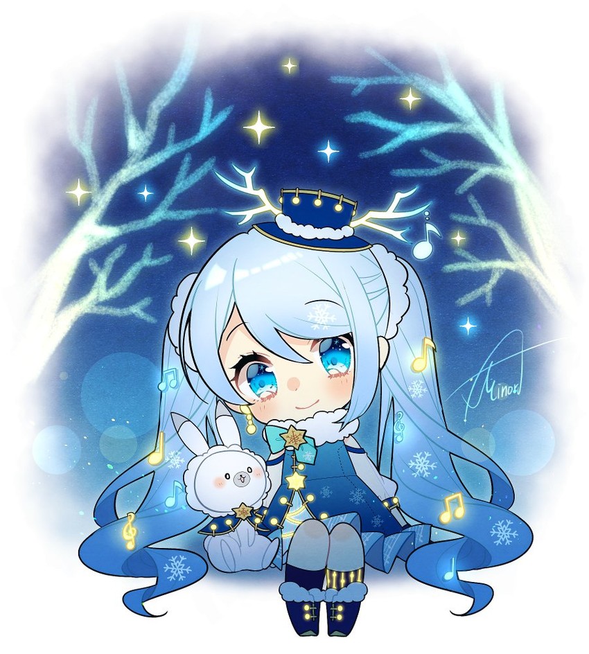 hatsune miku, yuki miku, and rabbit yukine (vocaloid) drawn by asagao_minoru