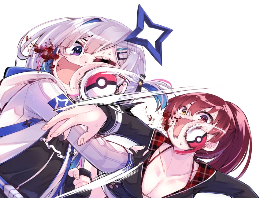 houshou marine and amane kanata (pokemon and 1 more) drawn by hikawa_shou