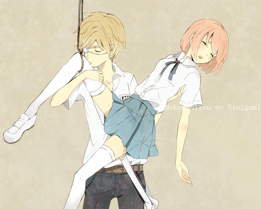 hanamaki miku and yasuda mitsuhiro (sayonara zetsubou sensei and 1 more) drawn by eto_(reve)