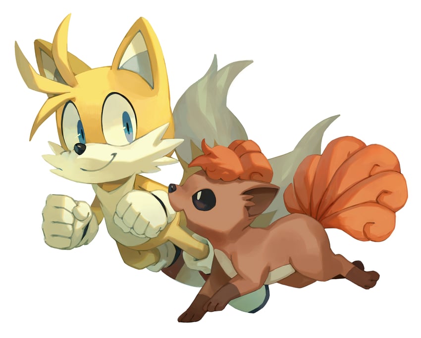 tails and vulpix (pokemon and 1 more) drawn by bluekomadori