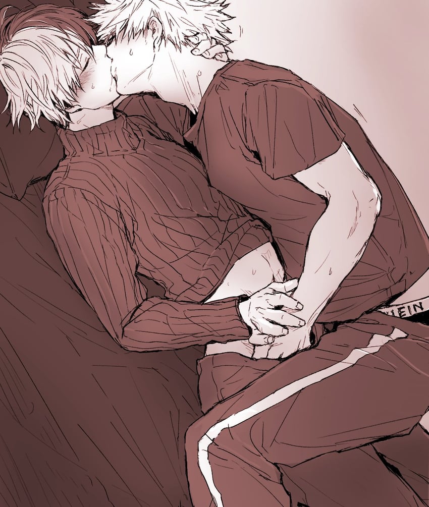 bakugou katsuki and todoroki shoto (boku no hero academia) drawn by oshiooo3