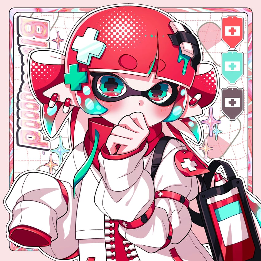 inkling player character and inkling girl (splatoon) drawn by 6roku_6roku