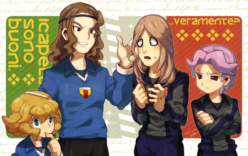 angelo gabrini, raffaele generani, rozeo diamante, and rattimo opale (inazuma eleven) drawn by motojima_hakka