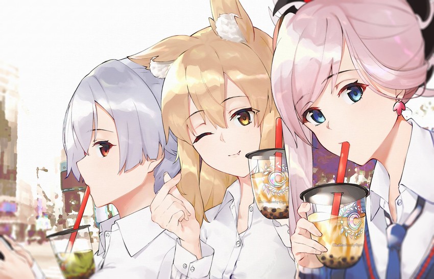 miyamoto musashi, tomoe gozen, and suzuka gozen (fate and 1 more) drawn by vegetablenabe