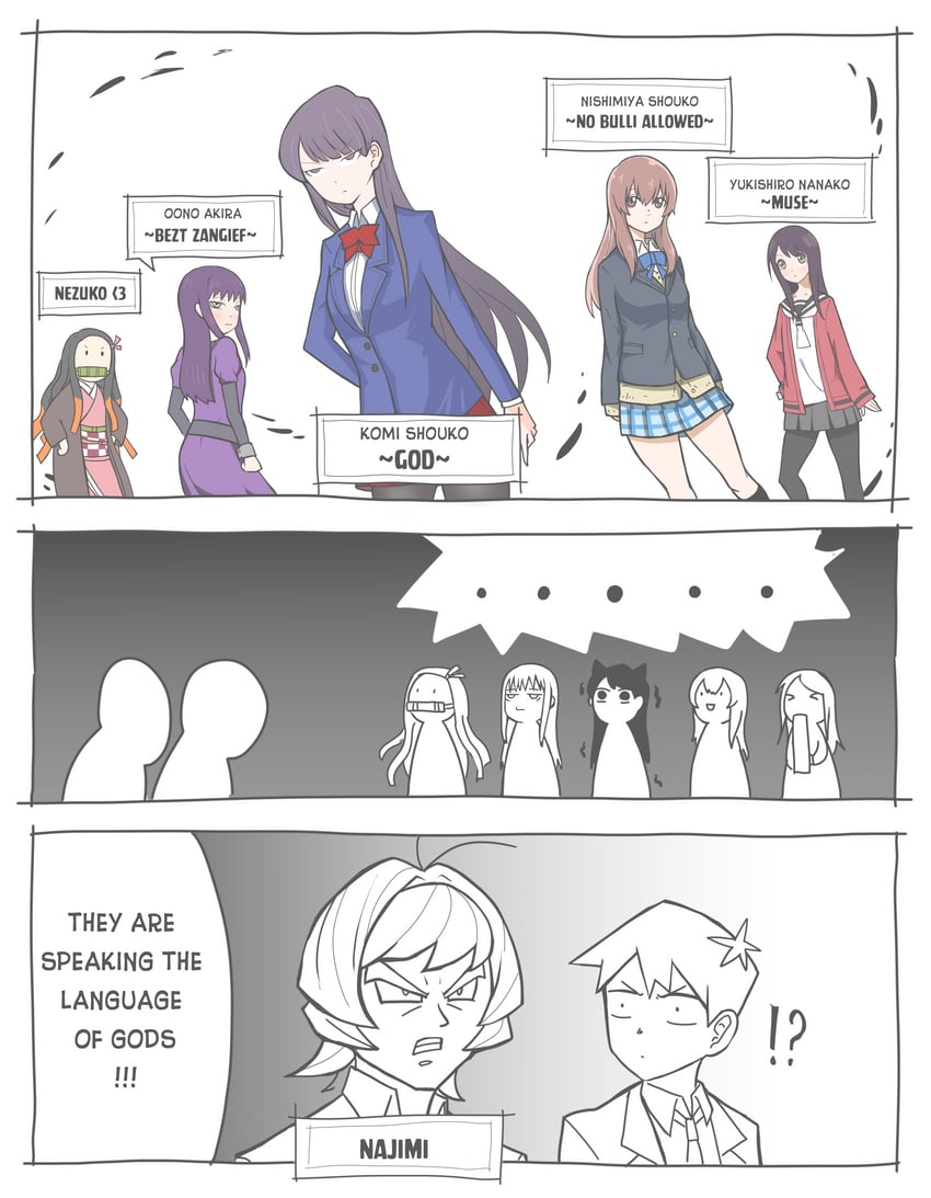 kamado nezuko, komi shouko, tadano hitohito, nishimiya shouko, osana najimi, and 3 more (dragon ball and 6 more) drawn by wibubox