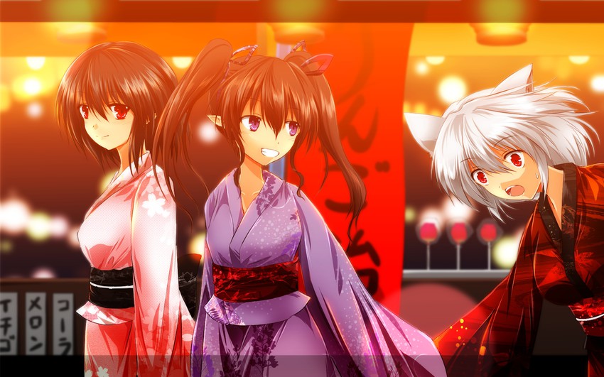 shameimaru aya, inubashiri momiji, and himekaidou hatate (touhou) drawn by nekominase