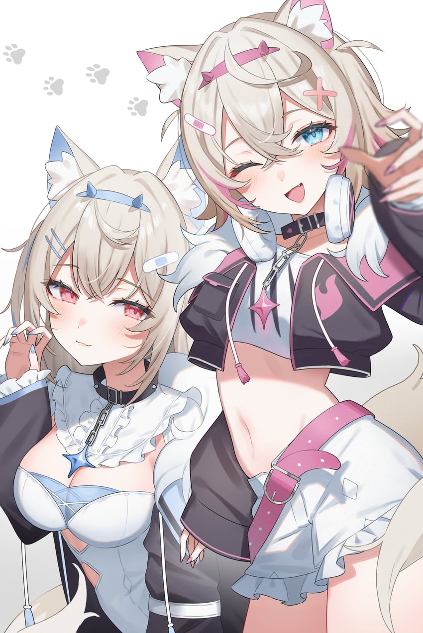 fuwawa abyssgard and mococo abyssgard (hololive and 1 more) drawn by aotake_iro