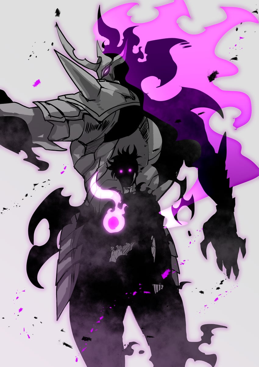 sung jin-woo and ashborn (solo leveling) drawn by hiyomon