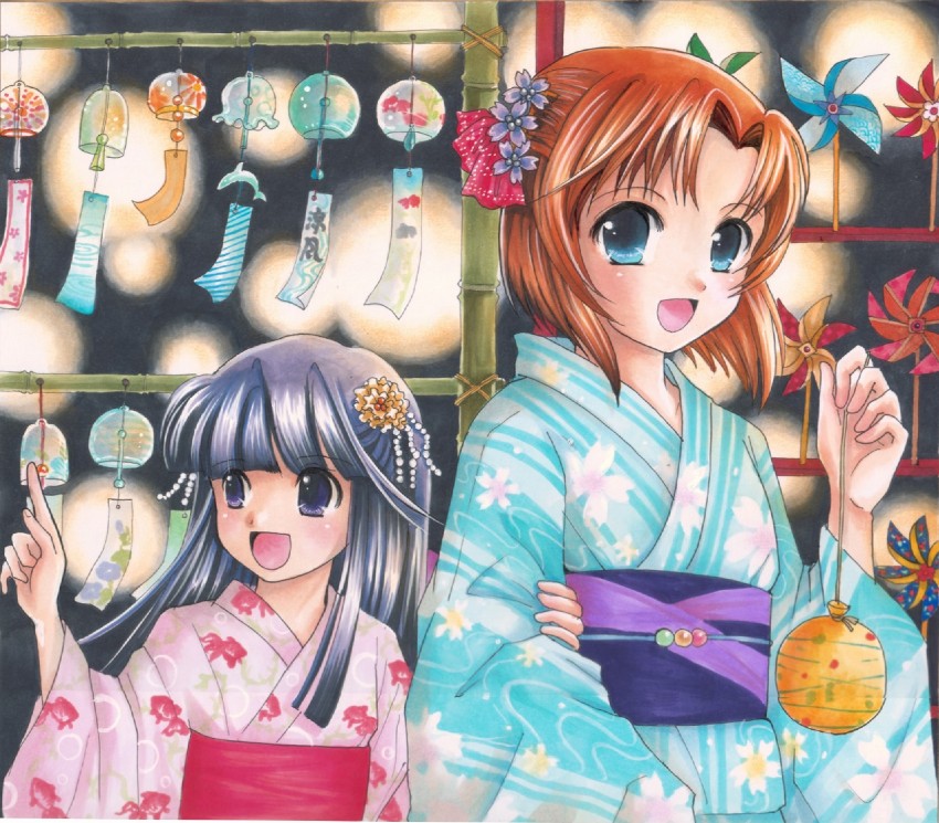 furude rika and ryuuguu rena (higurashi no naku koro ni) drawn by gintarou_(puipuiginta)
