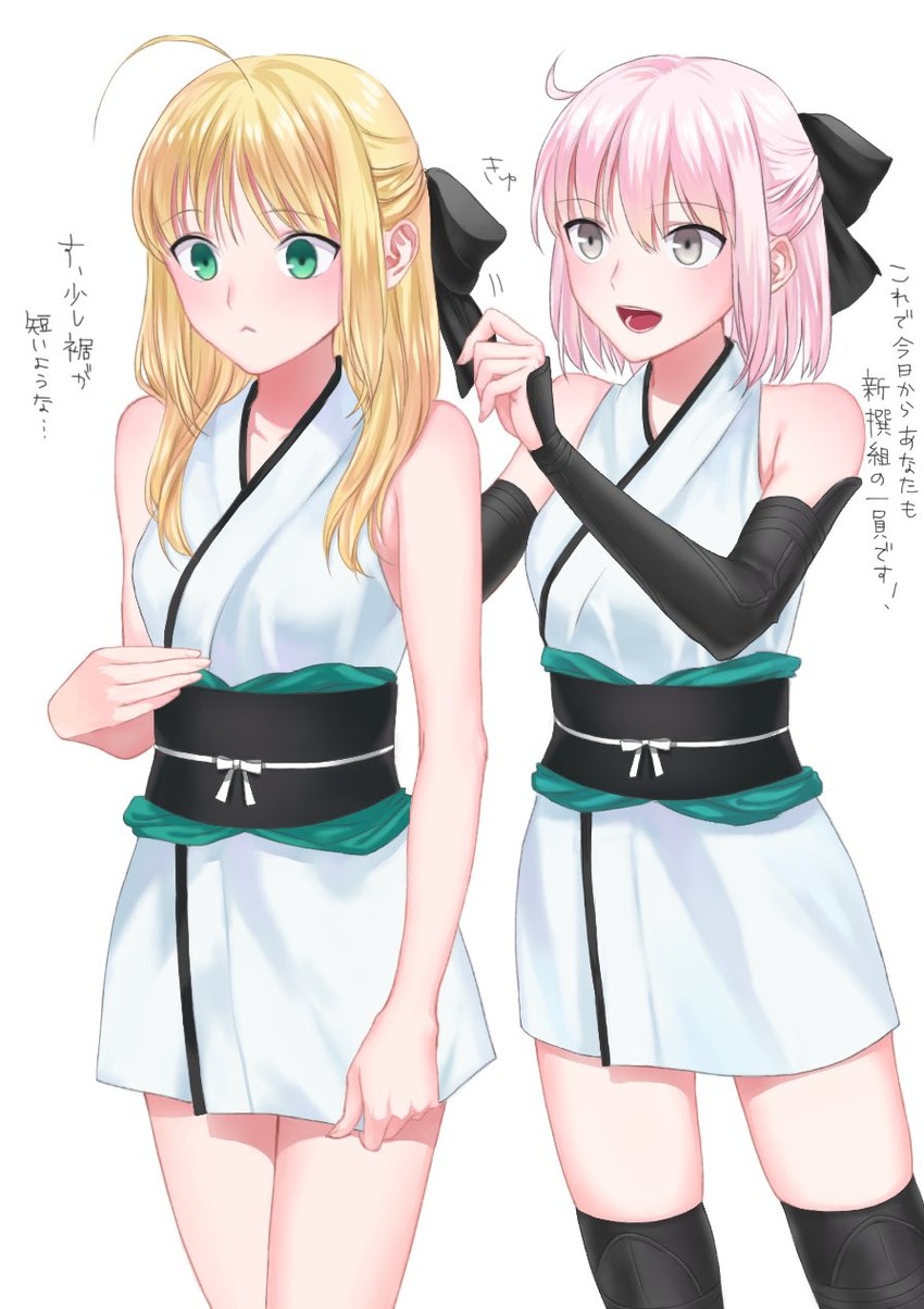 artoria pendragon, saber, and okita souji (fate and 2 more) drawn by nipi27