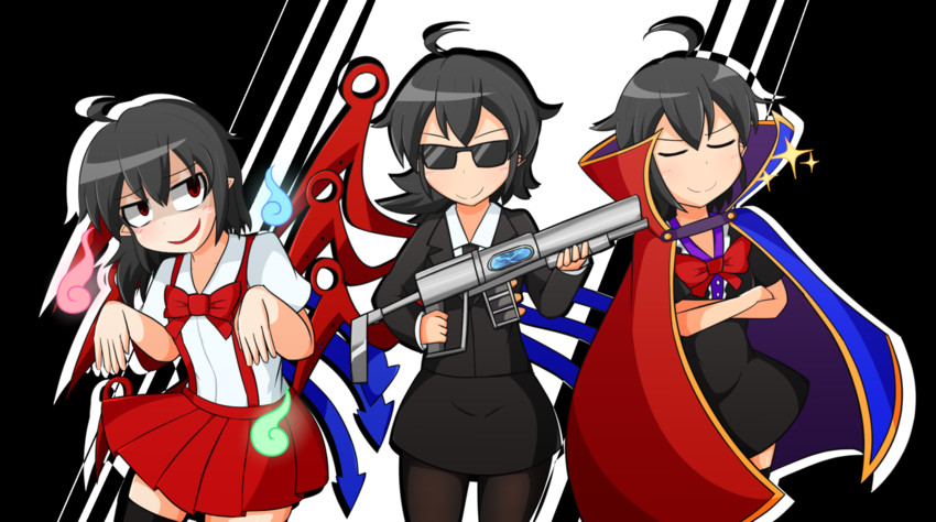 houjuu nue, toyosatomimi no miko, and toire no hanako-san (touhou and 2 more) drawn by manorea
