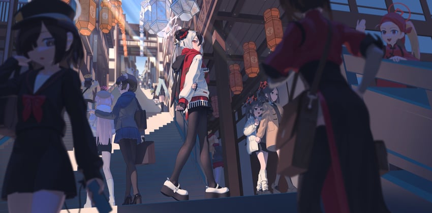 kayoko, rumi, prefect team member, and black tortoise promenade member (blue archive) drawn by rui_(rei_leyi)
