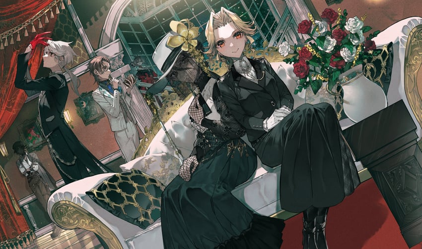 norton campbell, orpheus, mary, alice deross, frederick kreiburg, and 1 more (identity v) drawn by mura_karuki
