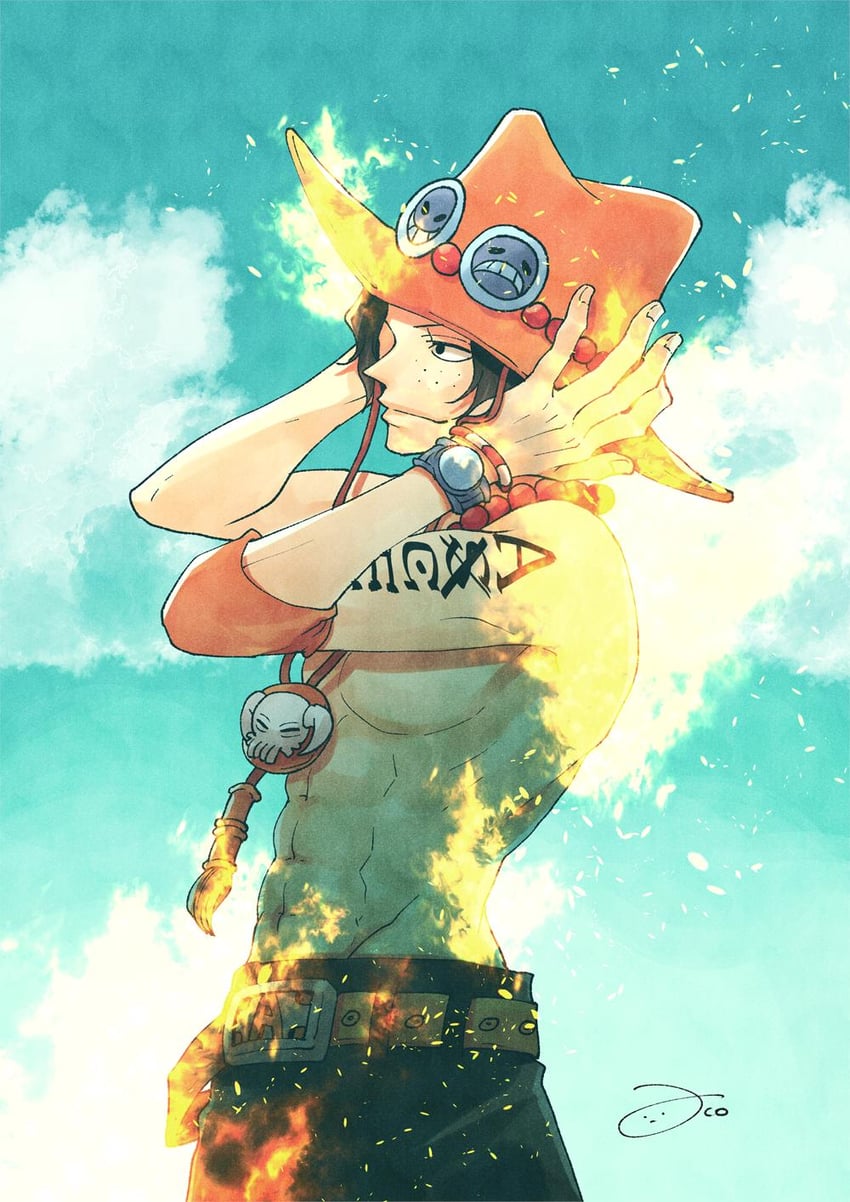 portgas d. ace (one piece) drawn by aco_peda