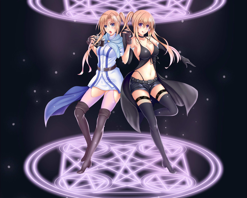lieselotte sherlock and selina sherlock (trinity seven) drawn by faker_(pili524)
