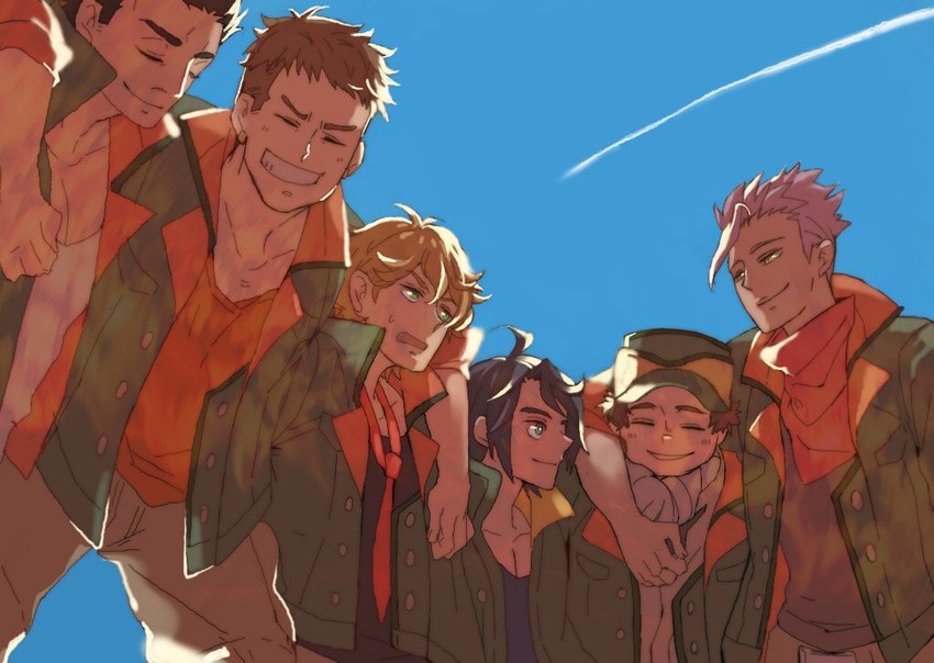 mikazuki augus, akihiro altland, orga itsuka, norba shino, biscuit griffon, and 1 more (gundam and 1 more) drawn by himhim10kio