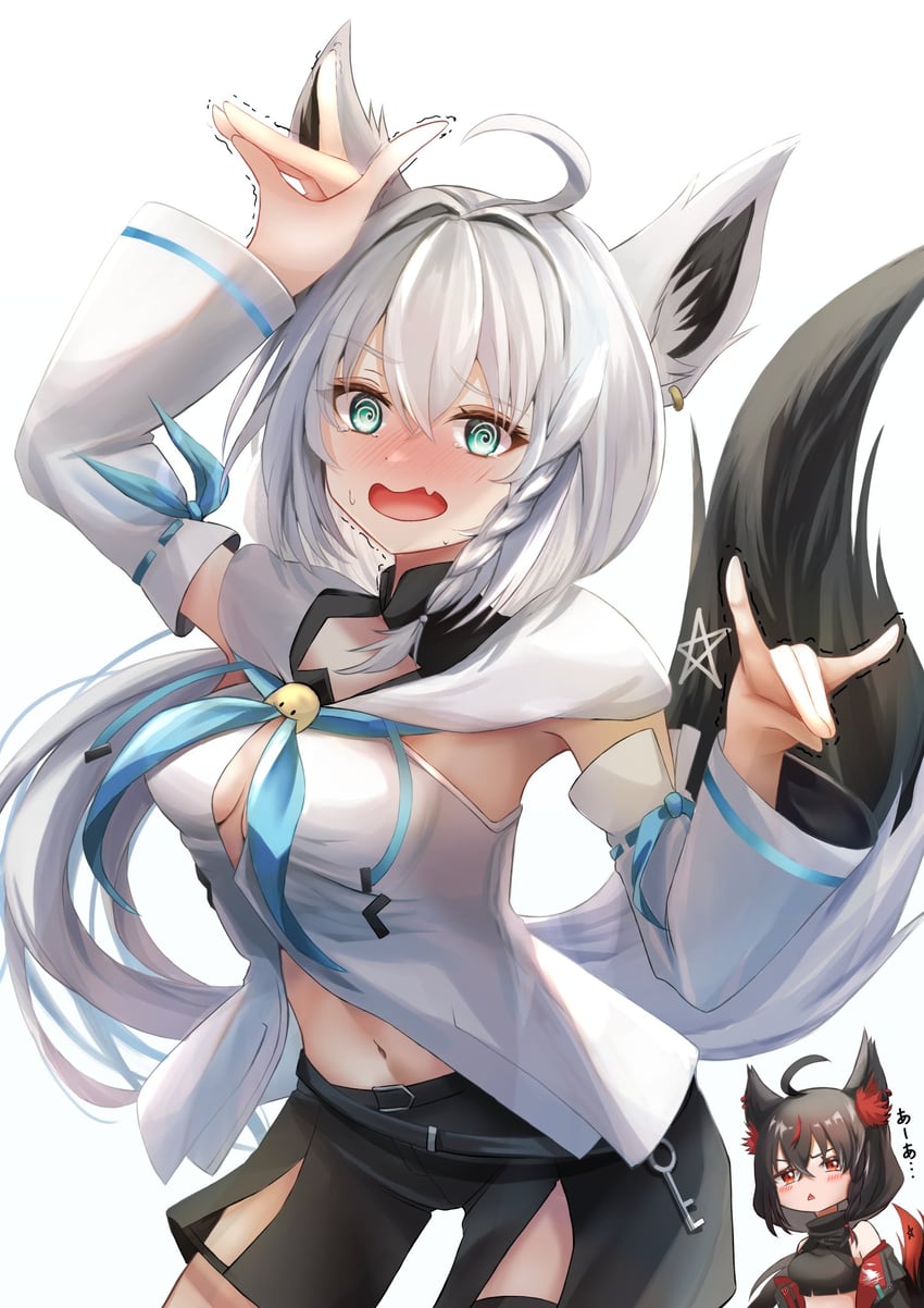 shirakami fubuki and kurokami fubuki (hololive) drawn by mikazuki_cocolo