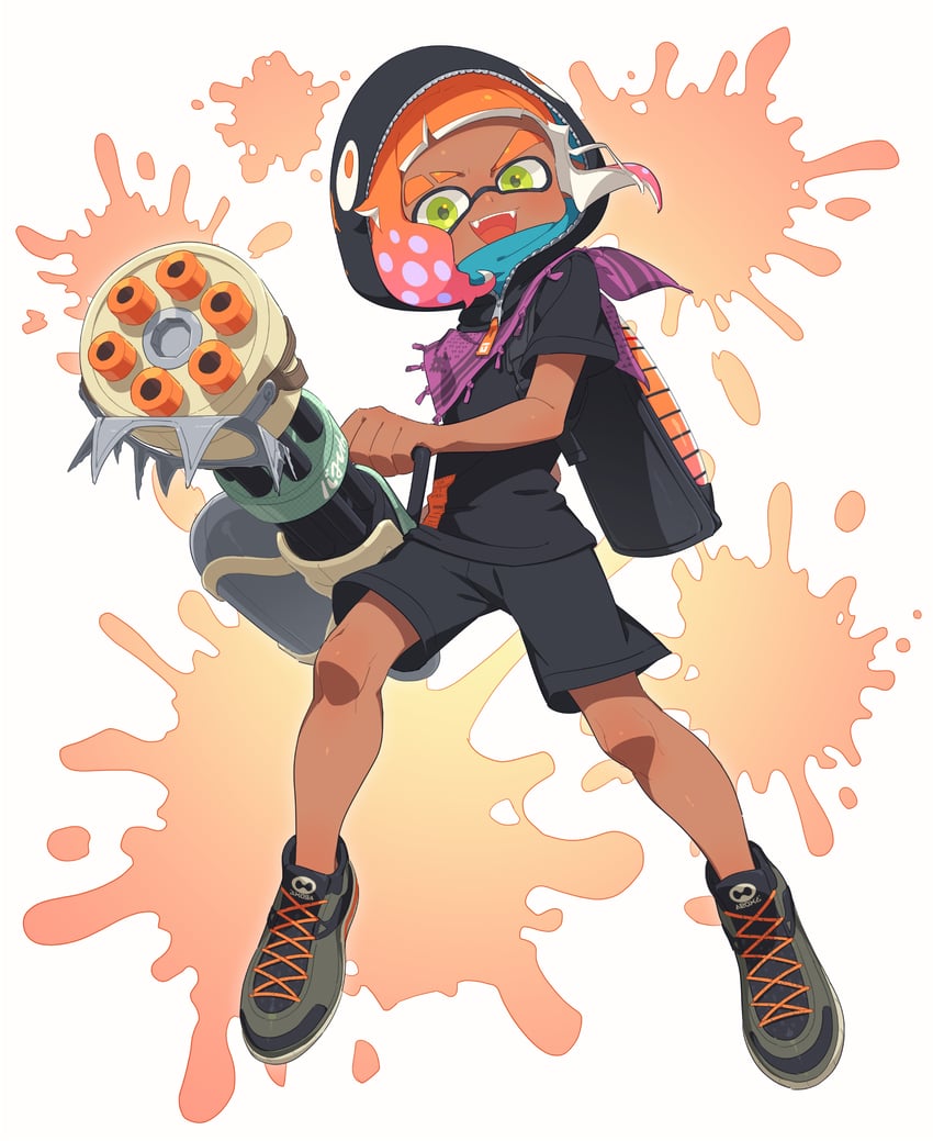 inkling player character and inkling boy (splatoon and 1 more) drawn by surume01417