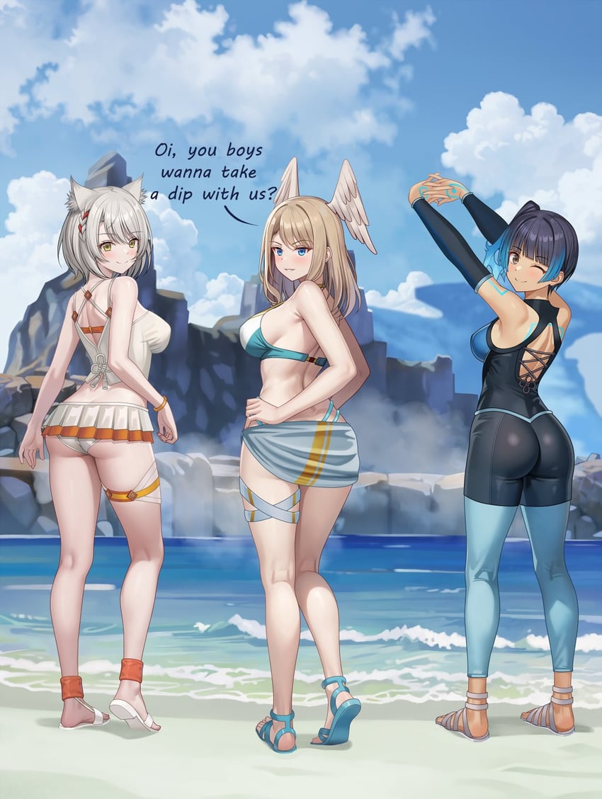 mio, eunie, and sena (xenoblade chronicles and 1 more) drawn by vodka13