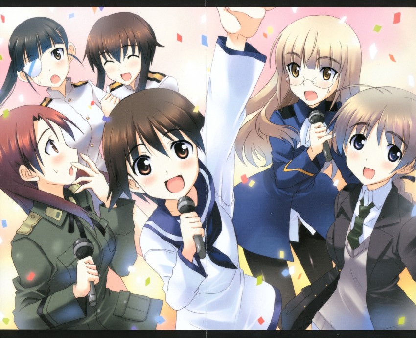 miyafuji yoshika, perrine h. clostermann, lynette bishop, sakamoto mio, minna-dietlinde wilcke, and 1 more (world witches series and 2 more) drawn by kyogoku_shin