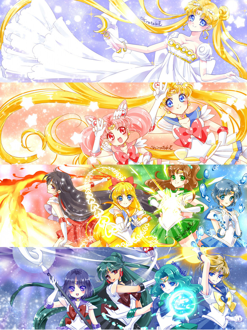 tsukino usagi, sailor moon, mizuno ami, aino minako, hino rei, and 26 more (bishoujo senshi sailor moon and 1 more) drawn by shirataki_kaiseki