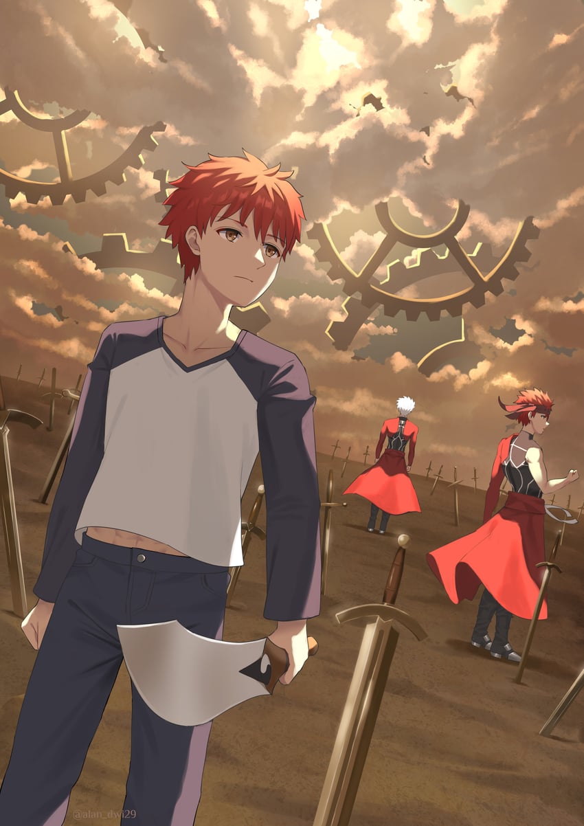 emiya shirou and archer (fate and 3 more) drawn by dscreation_(alan_dwi29)