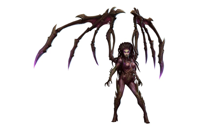 zerg, sarah kerrigan, and infested kerrigan (starcraft)