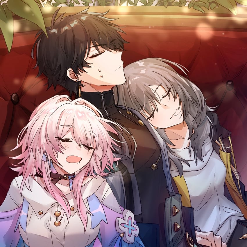 trailblazer, stelle, march 7th, and dan heng (honkai and 1 more) drawn by daimondai4