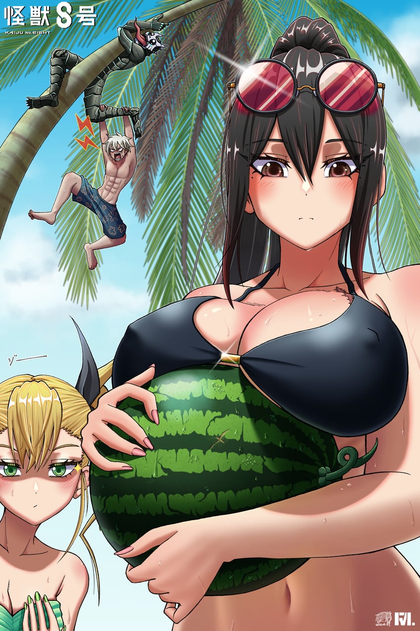 hibino kafka, shinomiya kikoru, ichikawa reno, and ashiro mina (kaijuu no. 8) drawn by ijwm
