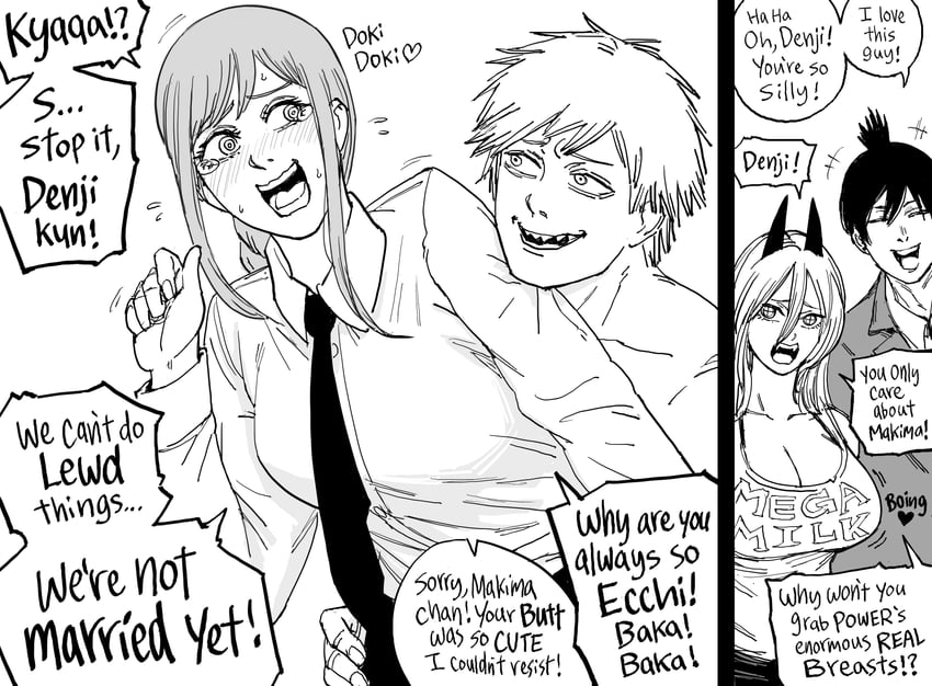 makima, power, denji, and hayakawa aki (chainsaw man) drawn by bb_(baalbuddy)