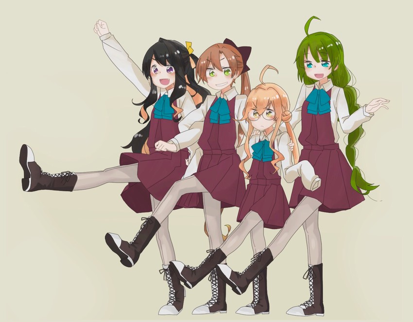 naganami, akigumo, makigumo, and yuugumo (kantai collection) drawn by houston_yamamoto