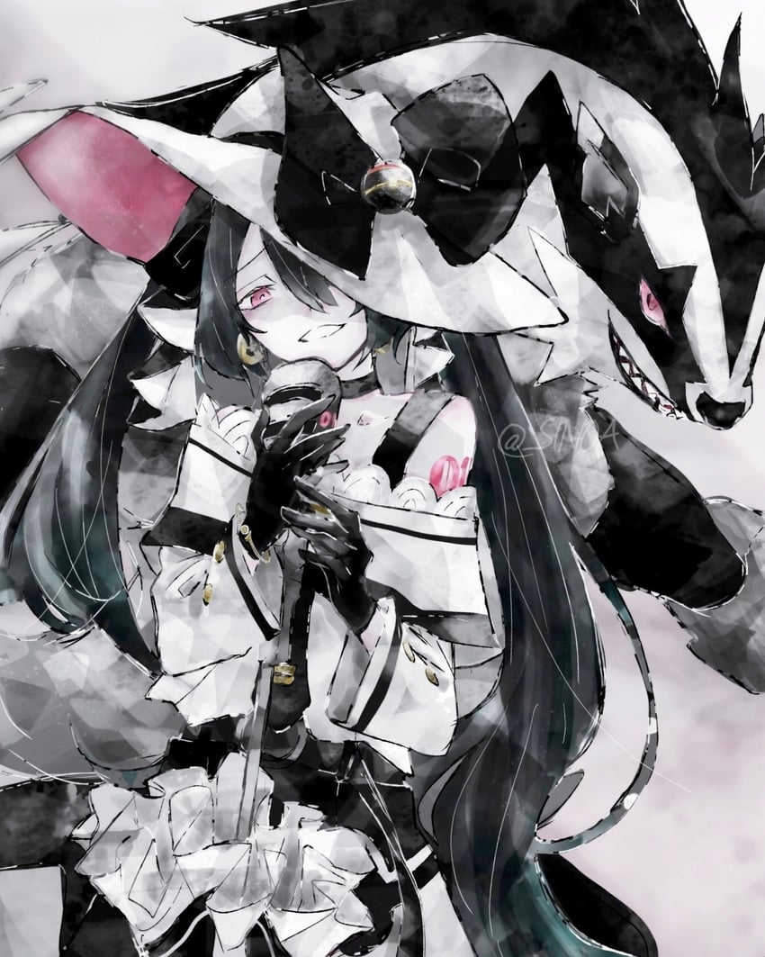 hatsune miku, obstagoon, and dark miku (pokemon and 2 more) drawn by sin0a