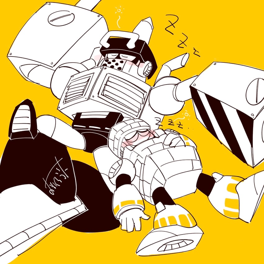 block man and impact man (mega man and 1 more) drawn by 96uni69