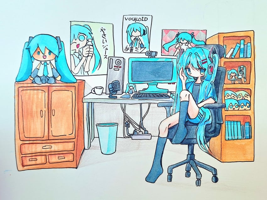 hatsune miku (vocaloid and 2 more) drawn by sn_(sn_utu00)