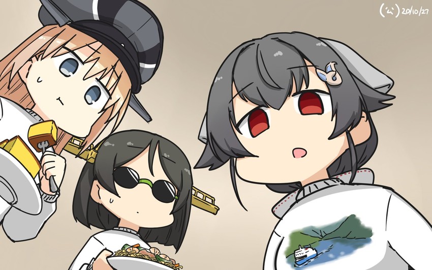 bismarck, kirishima, and jingei (kantai collection and 1 more) drawn by hamu_koutarou