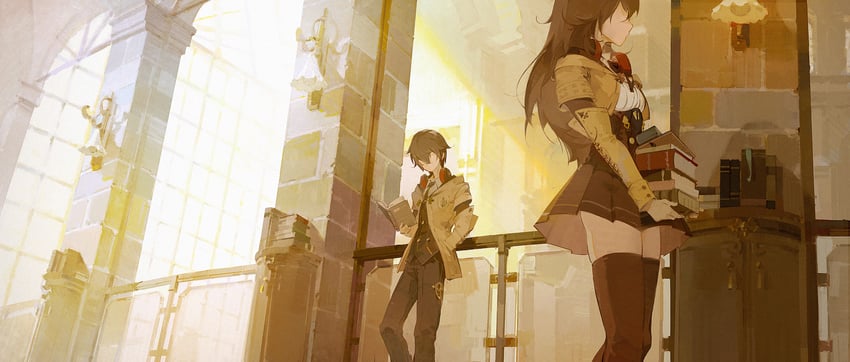 female protagonist and male protagonist (masterwork apocalypse) drawn by a-shacho