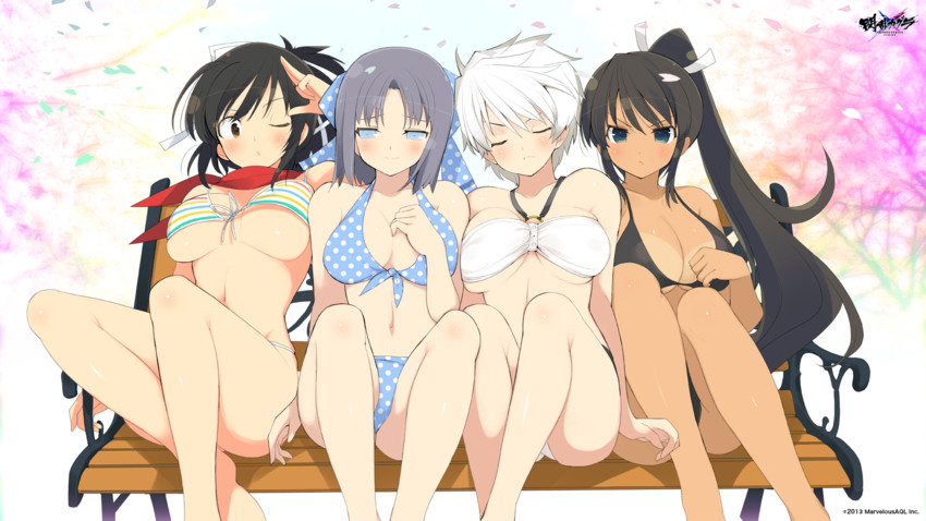 yumi, asuka, homura, and miyabi (senran kagura and 2 more) drawn by yaegashi_nan