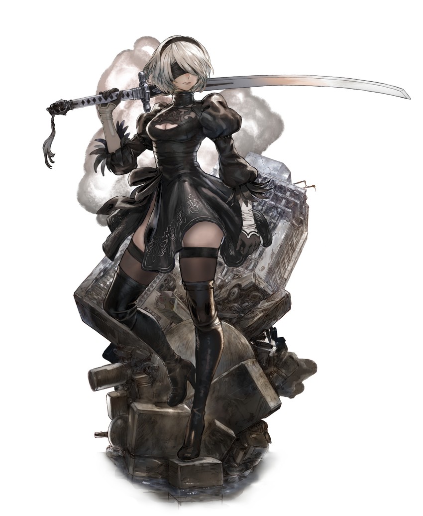 2b (nier and 1 more) drawn by yasuda_akira