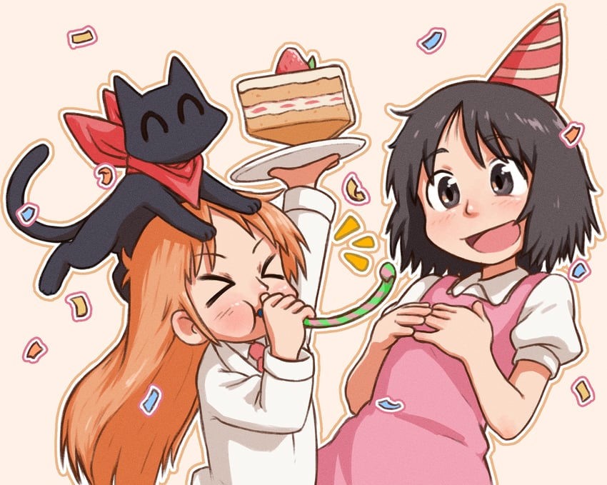 shinonome nano, professor shinonome, and sakamoto (nichijou) drawn by beachepisode