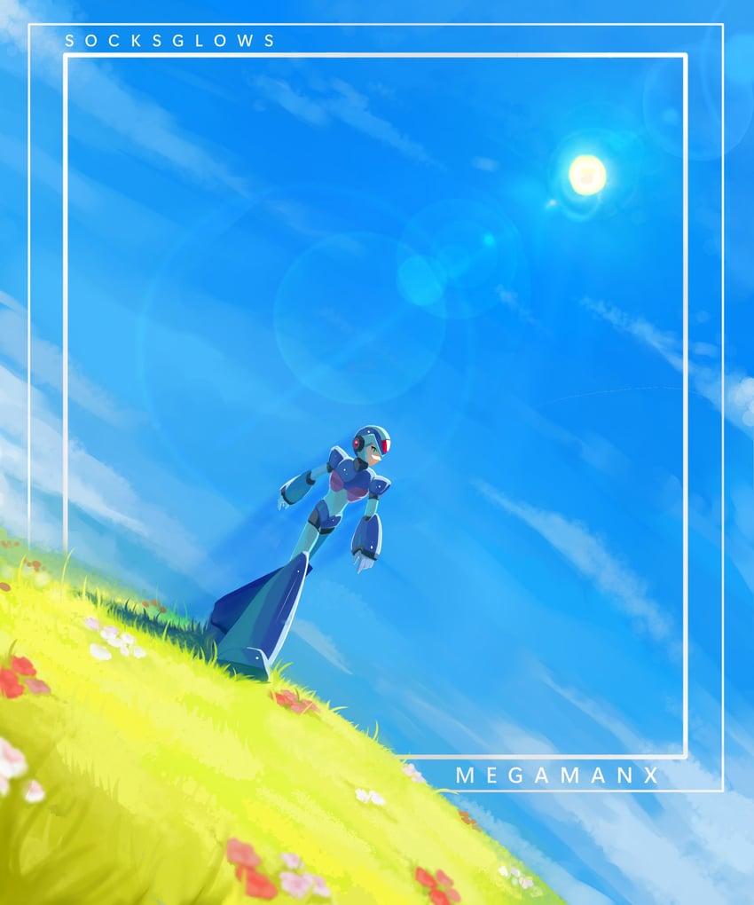 x (mega man and 1 more) drawn by socksglows