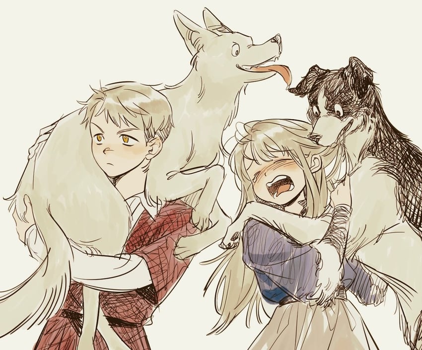 falin touden and laios touden (dungeon meshi) drawn by mungmnugmung