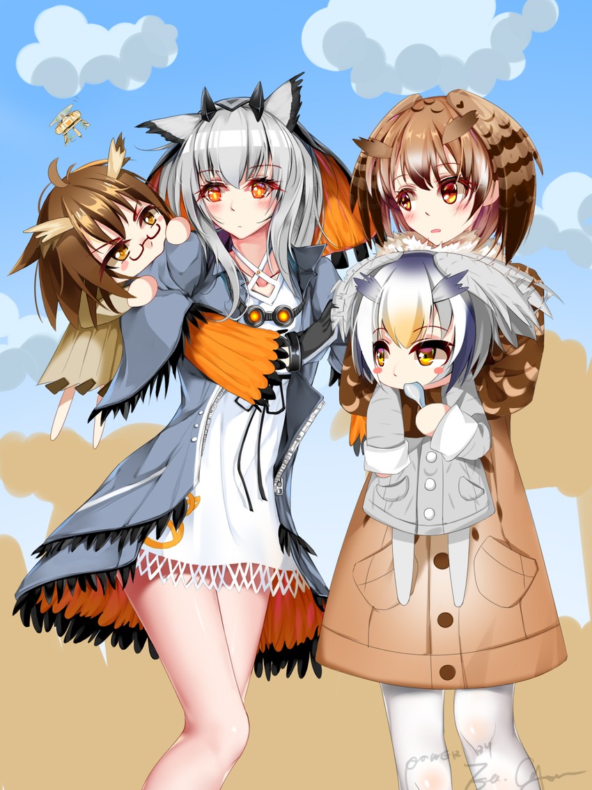 northern white-faced owl, eurasian eagle owl, silence, and ptilopsis (arknights and 1 more) drawn by eeo.gopiy