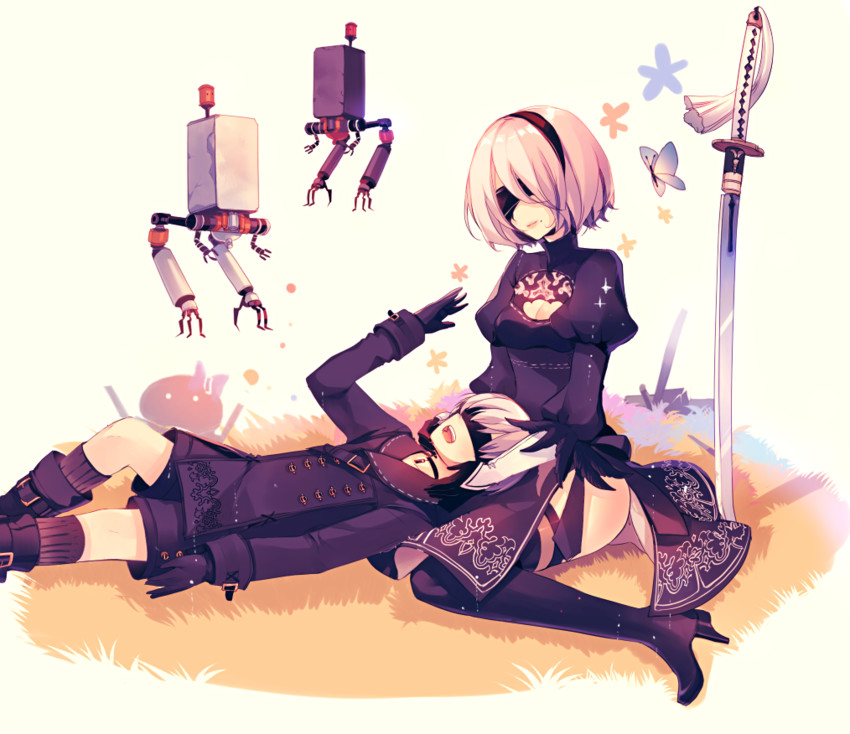 2b, 9s, and pod (nier and 1 more) drawn by kirero