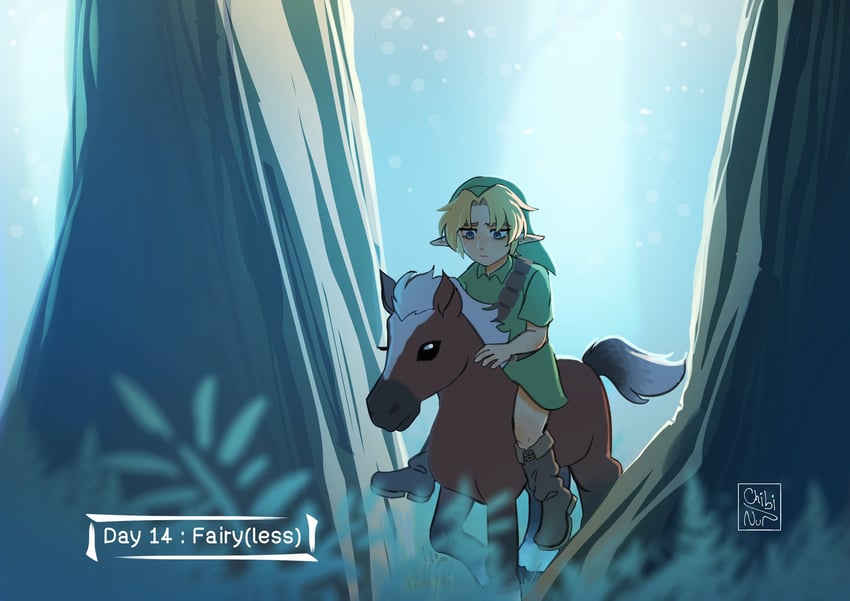 link, young link, and epona (the legend of zelda and 1 more) drawn by chibi_nur