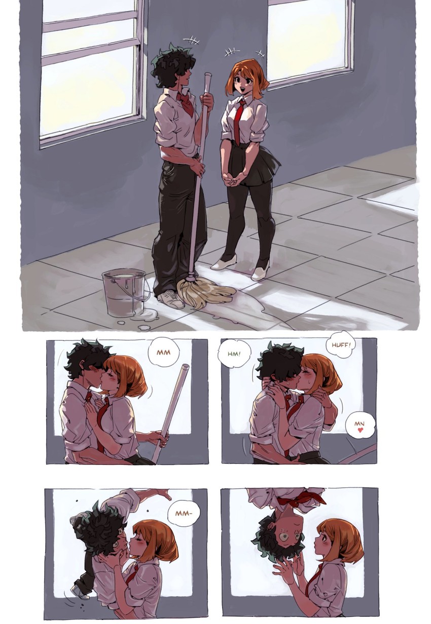 midoriya izuku and uraraka ochaco (boku no hero academia) drawn by archvermin