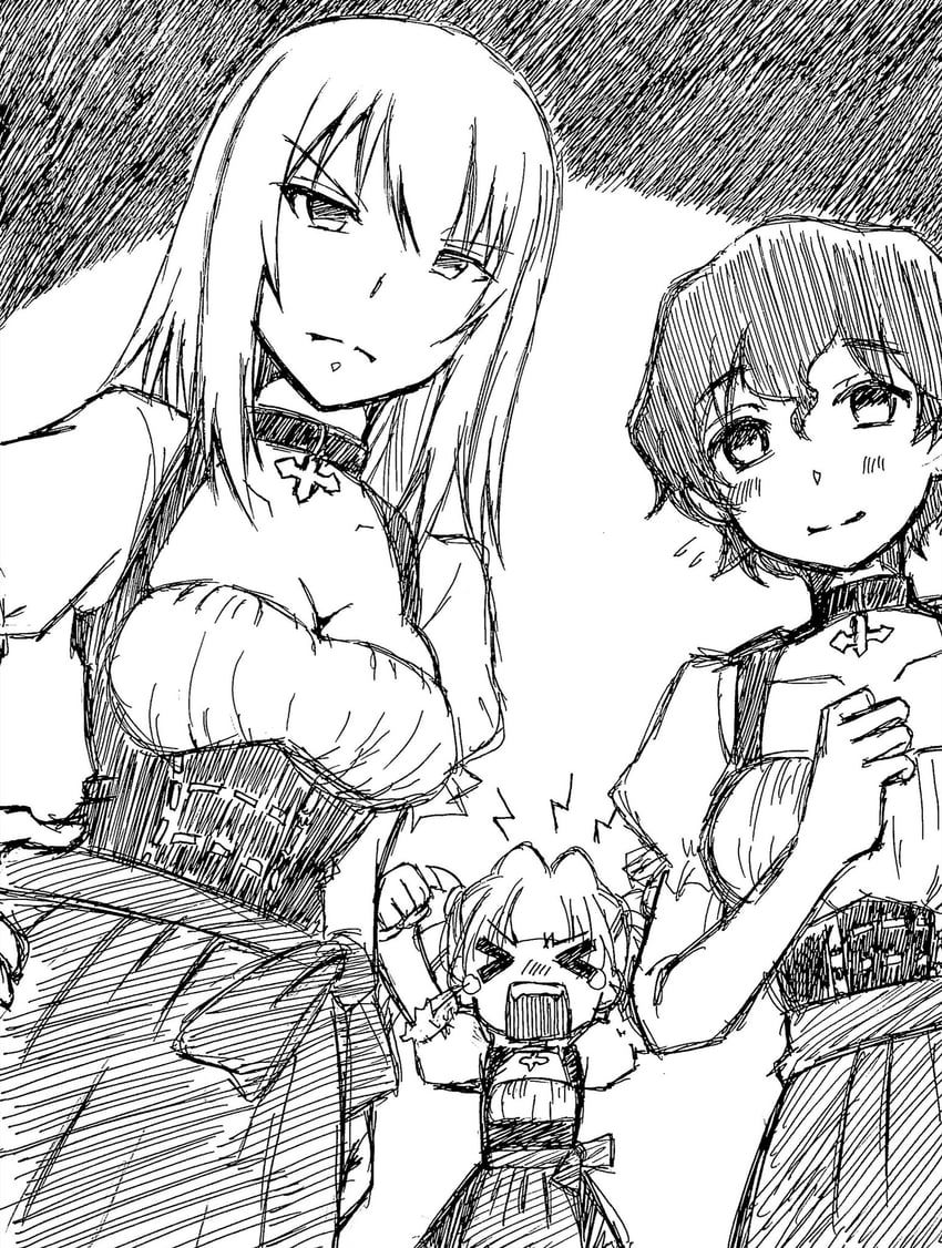 itsumi erika, akaboshi koume, and rou leila (girls und panzer and 1 more) drawn by yamamotommtt