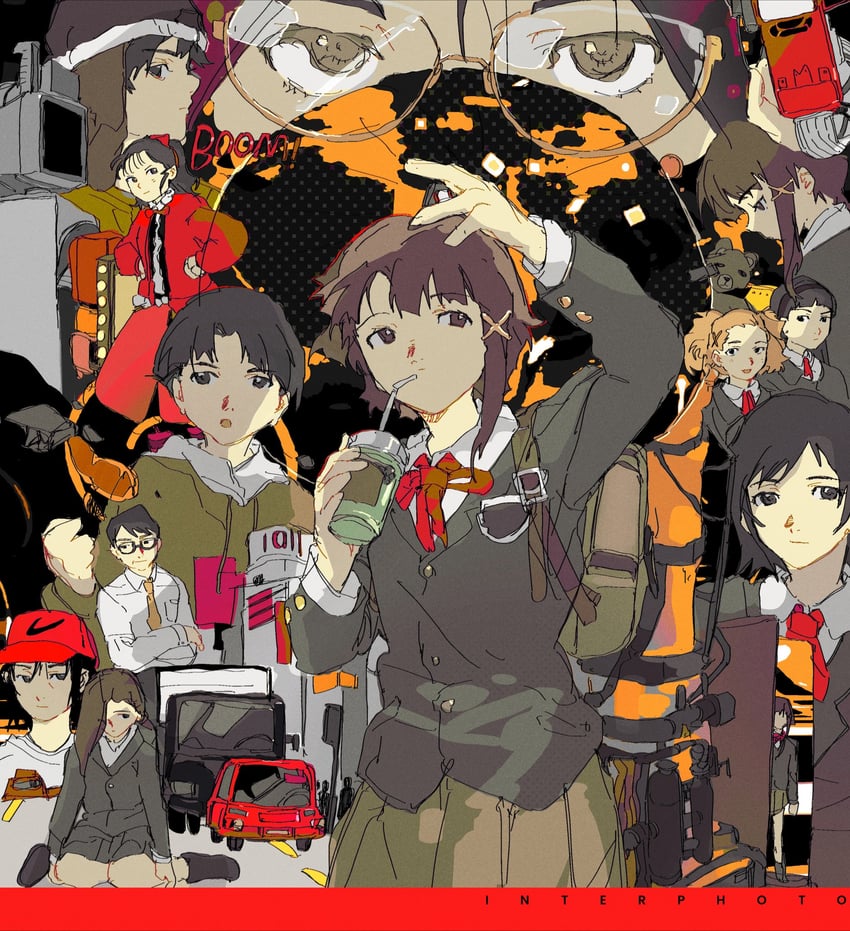 iwakura lain, mizuki alice, yamamoto reika, katou juri, iwakura mika, and 5 more (serial experiments lain) drawn by cloudyooooo