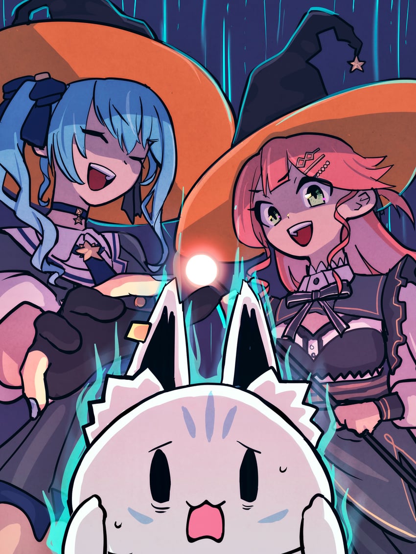 shirakami fubuki, hoshimachi suisei, sakura miko, and sukonbu (hololive) drawn by numzawa