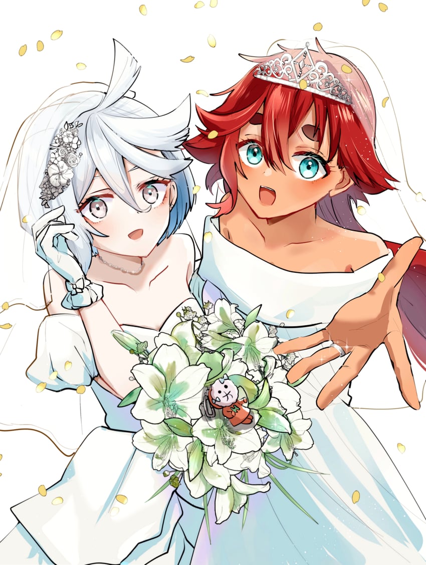 suletta mercury, miorine rembran, and hots (gundam and 1 more) drawn by numachi_doromaru